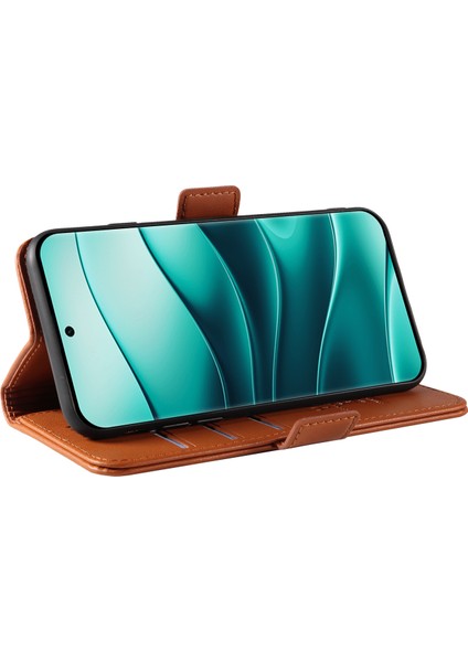 Xiaomi Redmi Note 14 Pro 5g/14 Pro+ 5g Kılıf Cüzdan Deri Telefon Kapağı Yan Toka-Kahverengi (Yurt Dışından) modelleri