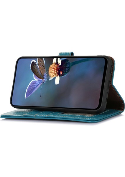 Xiaomi Redmi Için Not 14 Pro 5g/not 14 Pro+ 5g Kılıf Rfıd Engelleme Hakiki Inek Deri Telefon Kapağı Litchi Doku-Mavi (Yurt Dışından)