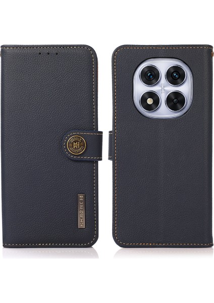 Xiaomi Redmi Note 14 Pro 4g Kılıf Hakiki Inek Deri Cüzdan Telefon Kapağı-Mavi (Yurt Dışından)
