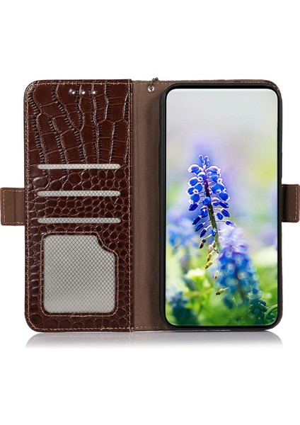 Xiaomi Redmi Note 14 5g Kılıf Timsah Dokulu Hakiki Inek Deri Telefon Cüzdan Kapağı-Kahverengi (Yurt Dışından) fiyatları