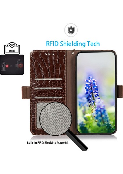 Xiaomi Redmi Note 14 5g Kılıf Timsah Dokulu Hakiki Inek Deri Telefon Cüzdan Kapağı-Kahverengi (Yurt Dışından) fırsatları