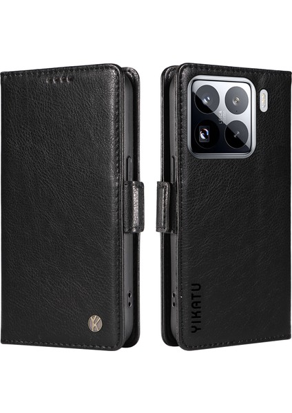Xiaomi 15 Pro Kılıf Yan Toka Pu Deri Telefon Kapağı Litchi Doku-Siyah Için (Yurt Dışından)