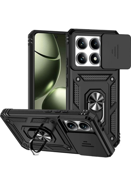 Xiaomi 14T Kılıf Pc+Tpu Telefon Kapak Lensi Üstün Koruma Standı-Siyah Için (Yurt Dışından)