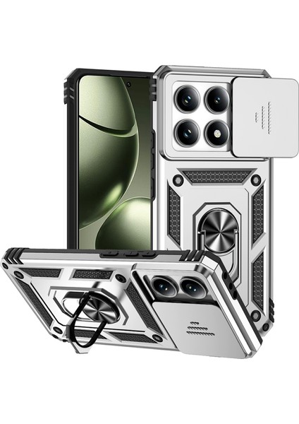 Xiaomi 14T Kılıf Pc + Tpu Telefon Kapağı Lens Için Ultimate Koruma Standı-Gümüş (Yurt Dışından)