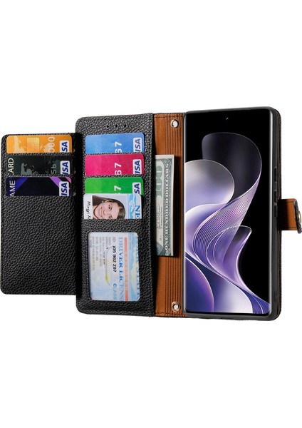 Xiaomi Redmi Için Not 14 Pro + 5g Kılıf Rfıd Engelleme Fermuarlı Cep Deri Cüzdan Telefon Kapağı-Siyah (Yurt Dışından)