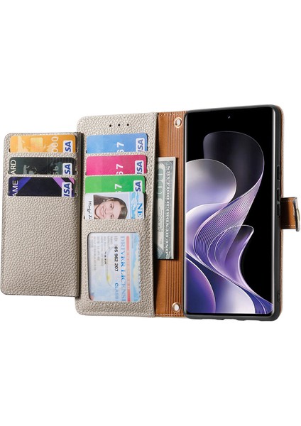 Xiaomi Redmi Note 14 Pro+ 5g Kılıf Için Rfıd Engelleme Fermuarlı Cep Deri Cüzdan Telefon Kapağı-Gri (Yurt Dışından)