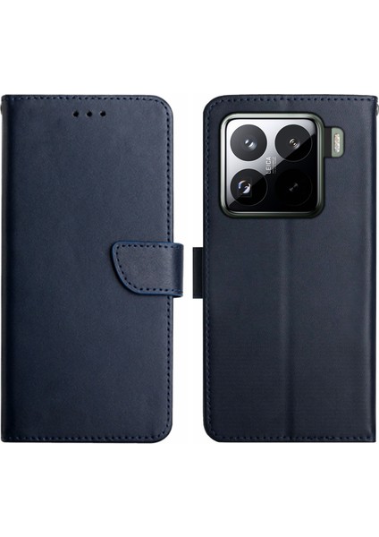 Xiaomi 15 Pro Telefon Kılıfı Orijinal Inek Nappa Doku-Mavi (Yurt Dışından)