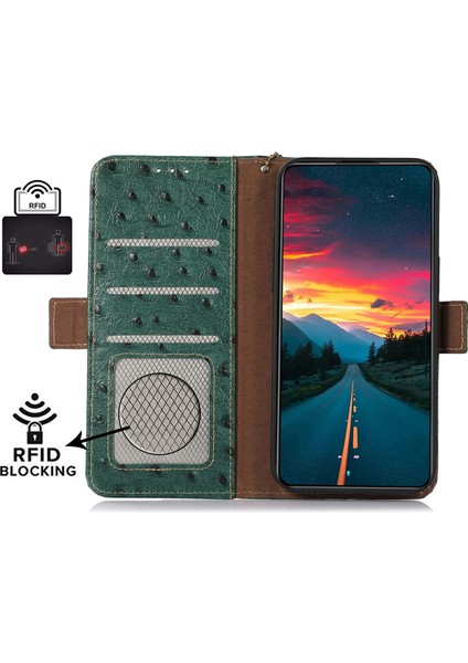 Xiaomi Redmi Note 14 4g Kılıf Için Rfıd Engelleme Hakiki Inek Devekuşu Doku-Yeşil (Yurt Dışından) fırsatları
