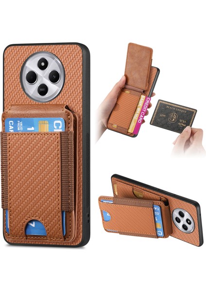 Xiaomi Redmi Için 14C 4G/14R 5g/poco C75 4g Deri+Pc+Tpu Telefon Kapağı-Kahverengi (Yurt Dışından)