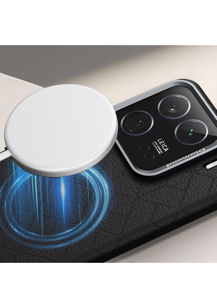 Xiaomi 15 Için Magsafe Metal Lens Çerçevesi Y Desenli Pc+Pu Telefon Kapağı ile Uyumlu Kılıf-Kahverengi (Yurt Dışından) modelleri