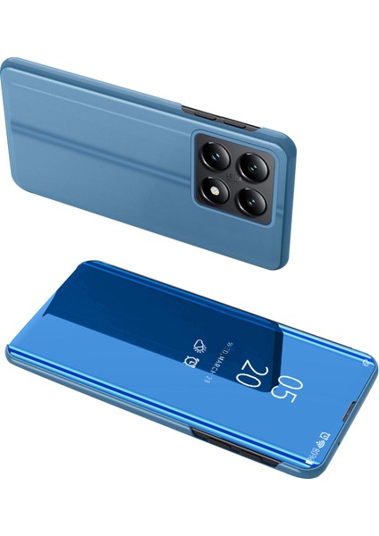 Xiaomi 14T Kılıf Görünümü Penceresi Deri Flip Telefon Kapağı-Mavi Için (Yurt Dışından)