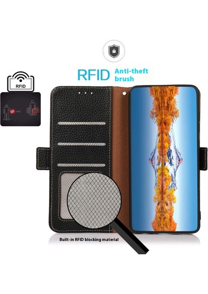 Xiaomi Redmi Note 14 4g Telefon Kılıfı Için Hakiki Inek Deri Kapak Rfıd Engelleme-Siyah (Yurt Dışından) fırsatları