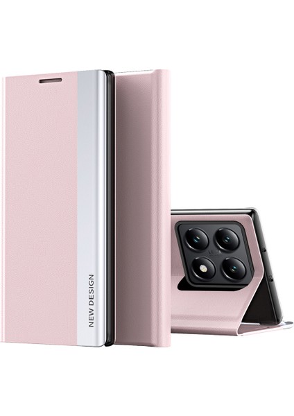 Xiaomi 14T Pro Kılıf Stand-Pembe ile Düşmeyi Önleyici Deri Telefon Kılıfı Için (Yurt Dışından)