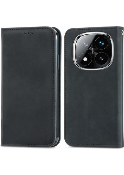 Xiaomi Redmi Için Not 14 Pro 5g Kılıf Cilt Dokunmatik Duygu Deri Kart Tutucu Telefon Kapağı Manyetik Emme-Siyah (Yurt Dışından)