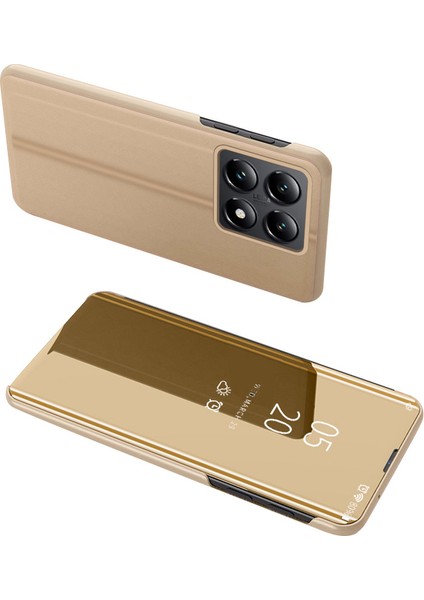 Xiaomi 14T Kılıf Görünümü Penceresi Deri Flip Telefon Kapağı-Altın Için (Yurt Dışından)