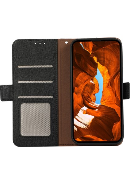 Xiaomi Redmi Note 14 Pro 4g Kılıf Litchi Doku Deri Rfıd Engelleme Telefon Kapağı-Siyah (Yurt Dışından)