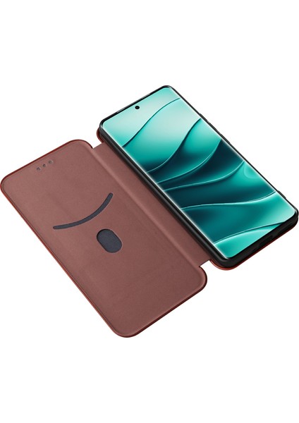 Xiaomi Redmi Note 14 Pro 5g Kılıf Karbon Fiber Doku Damla Korumalı Pu Deri Telefon Kapağı-Kahverengi (Yurt Dışından)