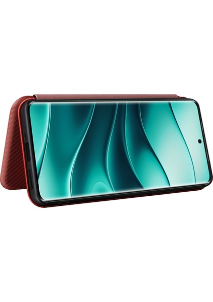 Xiaomi Redmi Note 14 Pro 5g Kılıf Karbon Fiber Doku Damla Korumalı Pu Deri Telefon Kapağı-Kahverengi (Yurt Dışından)