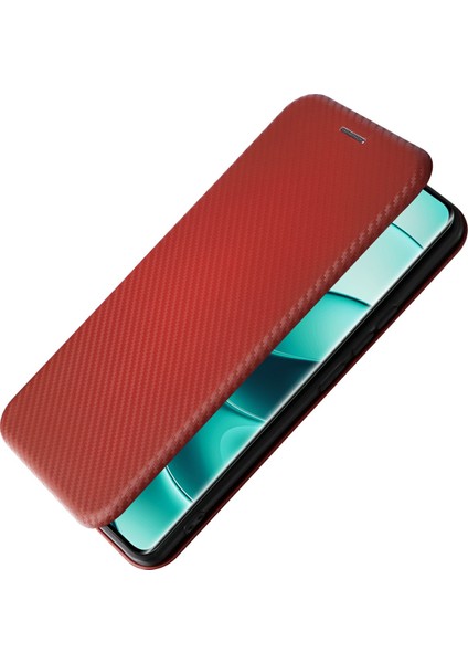 Xiaomi Redmi Note 14 Pro 5g Kılıf Karbon Fiber Doku Damla Korumalı Pu Deri Telefon Kapağı-Kahverengi (Yurt Dışından)