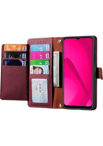 Xiaomi Poco C75 4g/redmi 14R 5G/14C 4g Durumda Rfıd Engelleme Fermuarlı Cep Deri Cüzdan Telefon Kapağı-Kırmızı (Yurt Dışından)