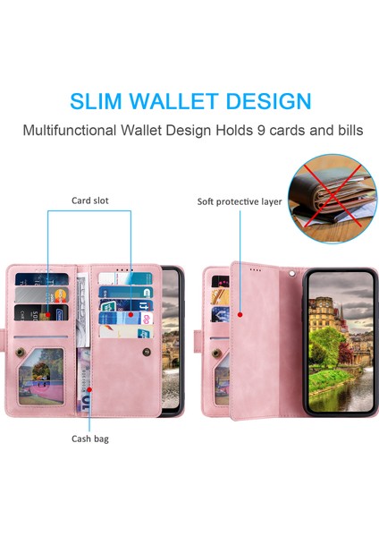 Xiaomi 15 Kılıf Için Fermuar Cüzdanlı Pu Deri Telefon Kılıfı 9 Kart Yuvaları-Gül Altın (Yurt Dışından) fırsatları
