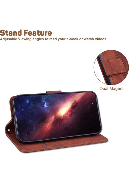 Xiaomi Redmi Note 14 5g/14 4g Kılıf Geometri Desen Deri Cüzdan Telefon Kapağı-Kahverengi (Yurt Dışından) modelleri
