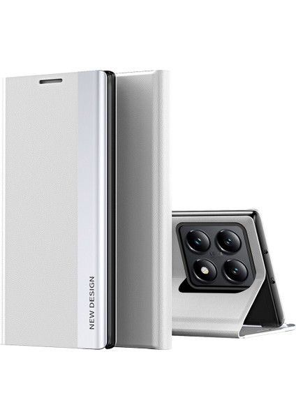 Xiaomi 14T Pro Kılıf Stand-Beyaz ile Düşmeyi Önleyici Deri Telefon Kılıfı Için (Yurt Dışından)