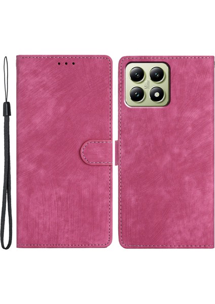 Xiaomi 14T Kılıf Için Kart Pıhtıları ile Cilt Dokunuşu Pu Deri Telefon Kapağı Stand-Gül (Yurt Dışından)