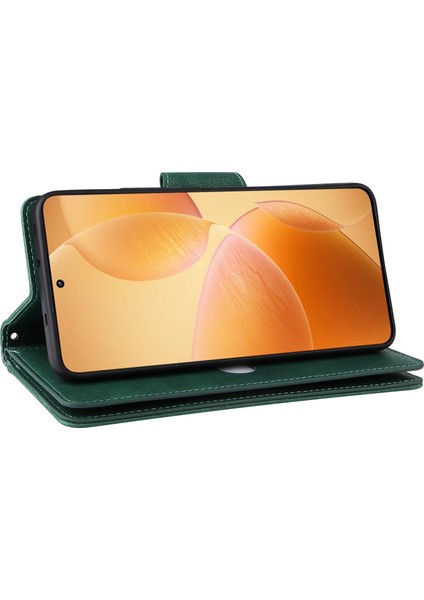 Xiaomi 14T Pro Kılıf Fermuar Cüzdan Deri Telefon Kapağı Perçin Dekor-Yeşil (Yurt Dışından) indirimleri