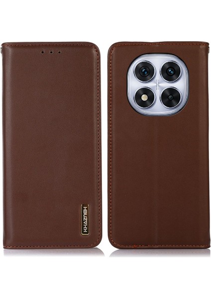 Xiaomi Redmi Note 14 Pro 5g Kılıf Hakiki Inek Deri Cüzdan Telefon Kapağı Nappa Doku-Kahverengi (Yurt Dışından)