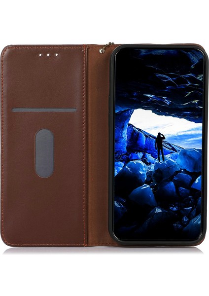Xiaomi Redmi Note 14 Pro 5g Kılıf Hakiki Inek Deri Cüzdan Telefon Kapağı Nappa Doku-Kahverengi (Yurt Dışından) fiyatları