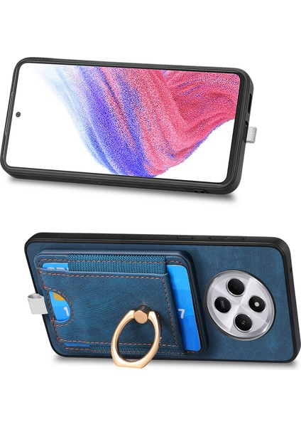 Manyetik Telefon Kılıfı Xiaomi Redmi 14C 4G/14R 5g/poco C75 4g Pu Deri Arka Kapak ile Kart Tutucu Halka Standı-Mavi (Yurt Dışından) fiyatları
