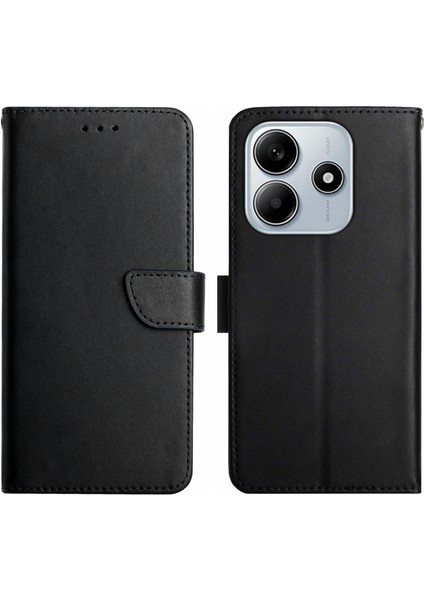 Xiaomi Redmi Note 14 5g Kılıf Hakiki Inek Deri Telefon Kapağı Nappa Doku-Siyah (Yurt Dışından)