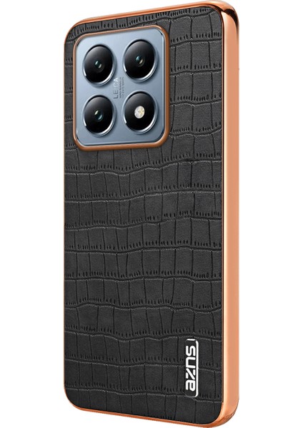 Xiaomi 14T Kılıf Için Galvanik Timsah Dokulu Pu+Tpu Telefon Kapağı-Siyah (Yurt Dışından)