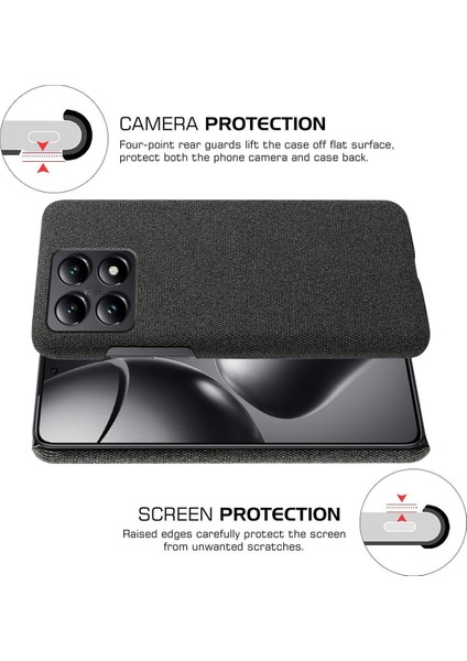 Xiaomi 14T Telefon Kılıfı Kumaş Dokusu Çizilmez Koruyucu Pc Arka Kapak-Siyah Için (Yurt Dışından) modelleri