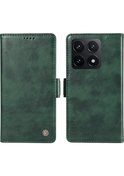 Xiaomi 14T Kılıf Yan Toka Pu Deri Telefon Kapağı Litchi Doku-Yeşil Için (Yurt Dışından)