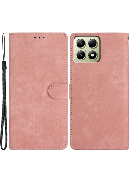 Xiaomi 14T Kılıf Için Kart Pıhtıları Cilt Dokunuşu Pu Deri Telefon Kılıfı Stand-Pembe (Yurt Dışından)
