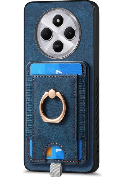 Manyetik Telefon Kılıfı Xiaomi Redmi 14C 4G/14R 5g/poco C75 4g Pu Deri Arka Kapak ile Kart Tutucu Halka Standı-Mavi (Yurt Dışından) indirimleri