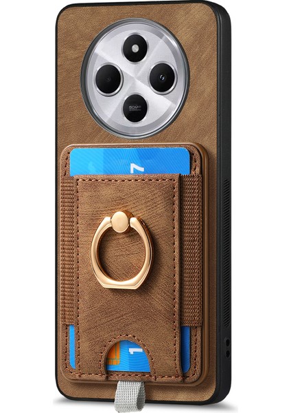 Manyetik Telefon Kılıfı Xiaomi Redmi Için 14C 4G/14R 5g/poco C75 4g Pu Deri Arka Kapak ile Kart Tutucu Halka Standı-Kahverengi (Yurt Dışından) indirimleri