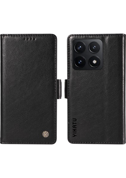 Xiaomi 14T Kılıf Yan Toka Pu Deri Telefon Kapağı Litchi Doku-Siyah Için (Yurt Dışından)