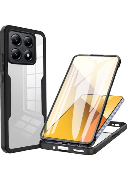 Xiaomi 14T Pro Kılıf Akrilik + Tpu Şeffaf Telefon Kapağı, Pet Ekran Filmi-Siyah (Yurt Dışından)