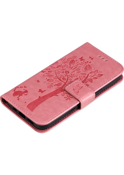 Xiaomi 15 Pro Kılıf Kedi Ağacı Desenli Flip Deri Telefon Kapağı-Pembe (Yurt Dışından)