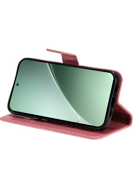 Xiaomi 15 Pro Kılıf Kedi Ağacı Desenli Flip Deri Telefon Kapağı-Pembe (Yurt Dışından)