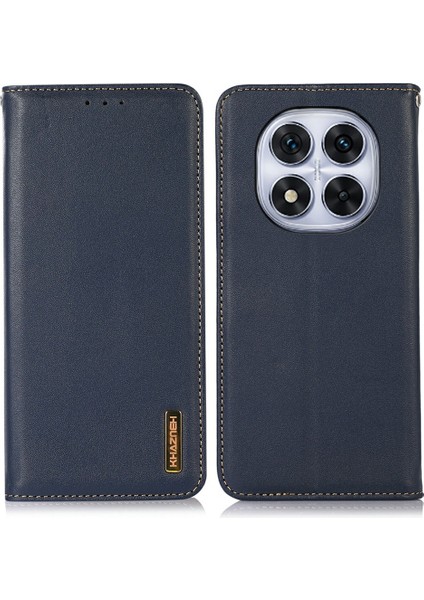 Xiaomi Redmi Note 14 Pro 5g Kılıf Hakiki Inek Deri Cüzdan Telefon Kapağı Nappa Doku-Mavi (Yurt Dışından)