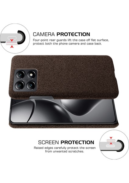 Xiaomi 14T Telefon Kılıfı Için Kumaş Dokusu Çizilmez Koruyucu Pc Arka Kapak-Kahverengi (Yurt Dışından) modelleri