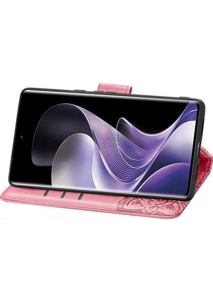 Xiaomi Redmi Note 14 Pro+ 5g Kılıf Pu Deri Cüzdan Telefon Kapağı Desenli-Pembe (Yurt Dışından) modelleri