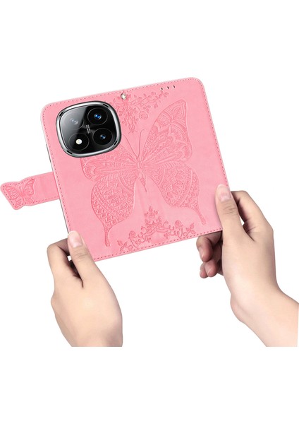 Xiaomi Redmi Note 14 Pro+ 5g Kılıf Pu Deri Cüzdan Telefon Kapağı Desenli-Pembe (Yurt Dışından) fırsatları