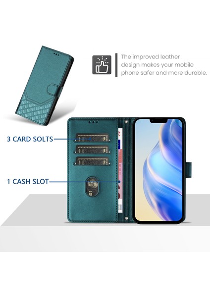 Xiaomi 15 Kılıf Baskılı Petek Rfıd Engelleme Deri Telefon Kılıfı Için Kayış-Yeşil (Yurt Dışından) modelleri