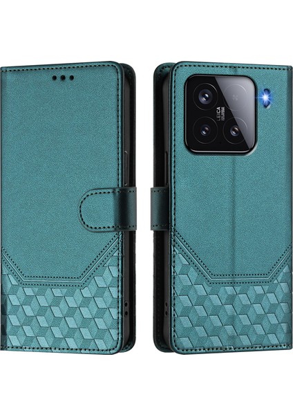Xiaomi 15 Kılıf Baskılı Petek Rfıd Engelleme Deri Telefon Kılıfı Için Kayış-Yeşil (Yurt Dışından) indirimleri