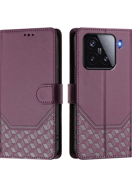 Xiaomi 15 Kılıf Baskılı Petek Rfıd Engelleme Deri Telefon Kılıfı Için Kayış-Koyu Mor (Yurt Dışından) indirimleri